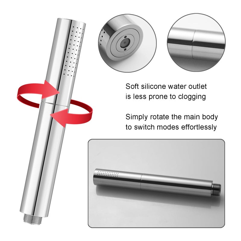 KATAIS Chrome Handheld Shower Head Brass 2 Function High Pressure Hand Shower Wand 7 Inch High Flow Hand Held Shower Head Sprayer with 59 Inch Hose and Bracket - Image 3